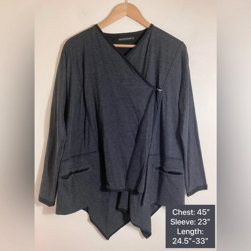 Matthildur Icelandic Side Button Boxy Cardigan Size S Asymmetrical Striped Boho - Picture 4 of 16